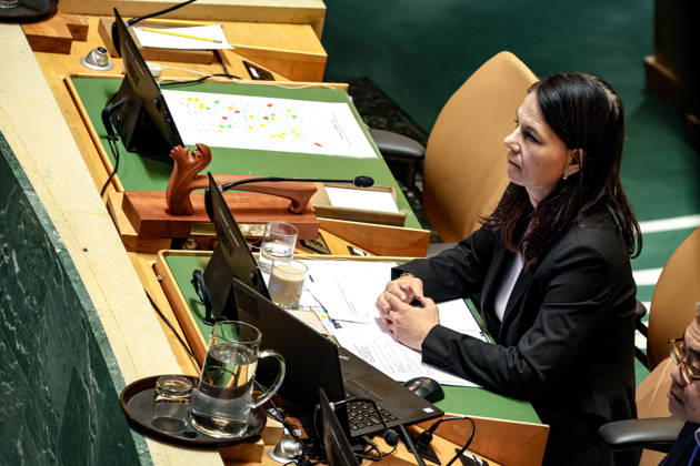 June 1, 2026, New York, New York, USA: President of the General Assembly ANNALENA BAERBOCK hits ThorÃ¢â‚¬â ¢s during the UN General Assembly Plenary Debate on mediation, conflict prevention and peaceful dispute resolution at UNHQ in New York. New York USA  - ZUMAo116 20260601_znp_o116_033 Copyright: xBiancaxOterox