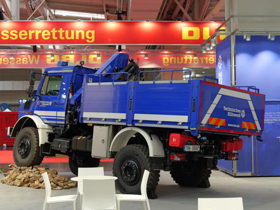 Interschutz 2026 in Hanover Unimog with crane superstructure from the Federal Agency for Technical Relief Copyright: xBerndxGüntherx