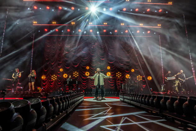 Calum Scott performs at the QUARTERBACK Immobilien ARENA in Leipzig on June 3, 2026 as part of his The Av