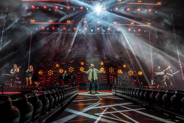 Calum Scott performs at the QUARTERBACK Immobilien ARENA in Leipzig on June 3, 2026 as part of his The Av