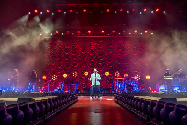 Calum Scott performs at the QUARTERBACK Immobilien ARENA in Leipzig on June 3, 2026 as part of his The Av