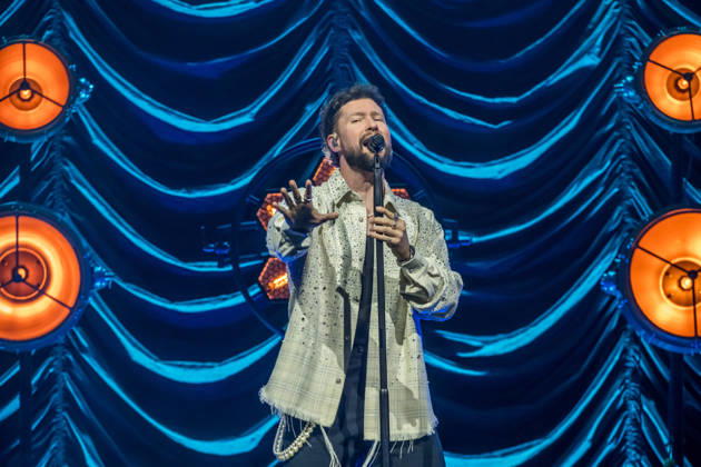 Calum Scott performs at the QUARTERBACK Immobilien ARENA in Leipzig on June 3, 2026 as part of his The Av