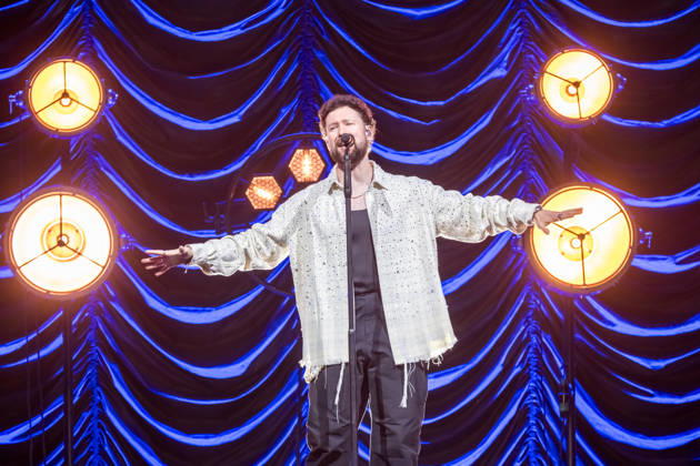 Calum Scott performs at the QUARTERBACK Immobilien ARENA in Leipzig on June 3, 2026 as part of his The Av