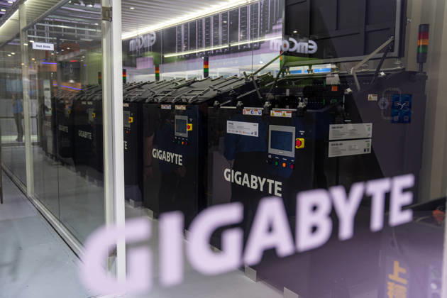 TAIWAN-COMPUTEX A general view showing machines on display at the GIGABYTE booth at Computex 2026 in Taipei, Taiwan, June 4, 2026. NEXPHER Vernon Yuen TAIPEI