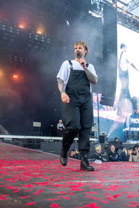 Singer Sebastian Sushi Biesler from the German metalcore and trancecore band Electric Callboy will bring ecstasy to the audience with a high-energy show on the Utopia Stage main stage at Rock im Park 2026 Nuremberg Zeppelinfeld Bavaria Germany