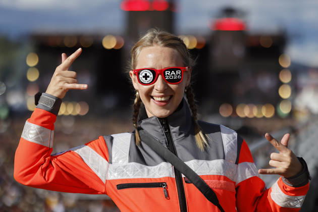 Visitor with RAR 2026 logo on her glasses at Rock am Ring RaR 2026 Rock am Ring is a music festival founded by Marek Lieberberg, which traditionally takes place at the Nürburgring near the town of Adenau in the Eifel region It is considered the most traditional rock festival in Germany Nürburg, 05 06 2026 Rhineland-Palatinate Germany Copyright: xChristophxHardtx
