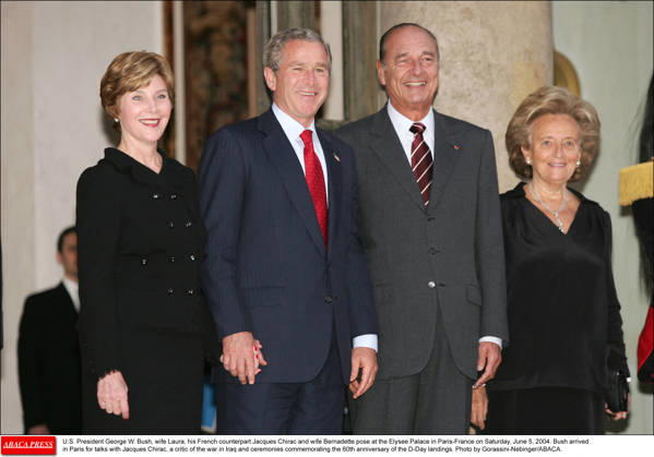 Bernadette Chirac, Wife Of Former French President Jacques Chirac, Dies At 93 Bernadette Chirac, wife of former French President Jacques Chirac, has died at the age of 93. A steadfast supporter throughout her husband’s political career, Bernadette Chodron de Courcel became an influential figure in French public life. She served as a member of the Corrèze General Council and was deeply involved in charitable work. She passed away on Friday at the age of 93. FILE - U.S. President George W. Bush, wife Laura, his French counterpart Jacques Chirac and wife Bernadette pose at the Elysee Palace in Paris-France on Saturday, June 5, 2004. Bush arrived in Paris for talks with Jacques Chirac, a critic of the war in Iraq and ceremonies commemorating th  Copyright: xGorassini-Nebinger ABACAx