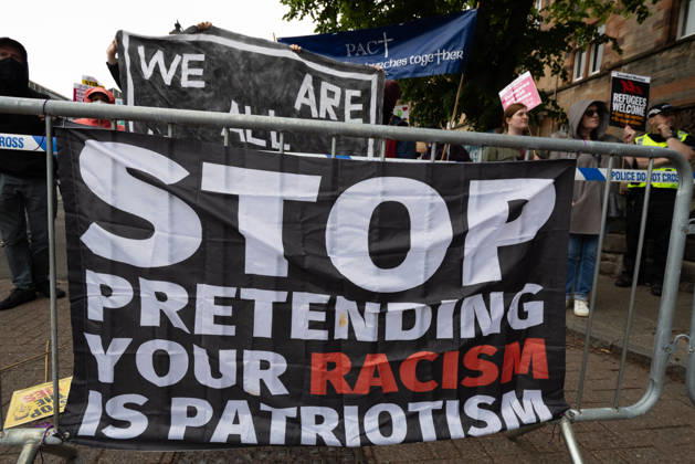 June 6, 2026, Perth, Scotland, UK: Anti-immigration protesters held a demonstration outside The Queens Hotel in Perth, while pro-immigration protesters aligned with Perth Against Racism staged a Reject Hate And Division counter-demonstration outside the Radisson Blu Hotel opposite. Both hotels are being used to house asylum seekers and have been the focus of similar protests in recent months. Perth UK  - ZUMAs357 20260606_zip_s357_007 Copyright: xCameronxScottx