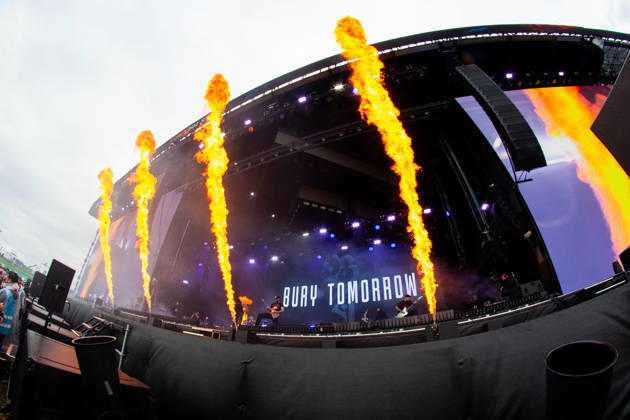 Flamethrower during the performance of the British metalcore band Bury Tomorrow as part of the Rock am Ring 2026 festival at the Nürburgring Nürburg Rock am Ring Rheinland Pfalz Germany