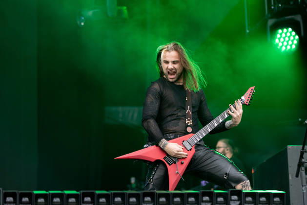 Yannick Lehmann guitar during the performance of the Swiss metal band Paleface Swiss as part of the Rock am Ring 2026 festival at the Nürburgring Nürburg Rock am Ring Rheinland Pfalz Germany