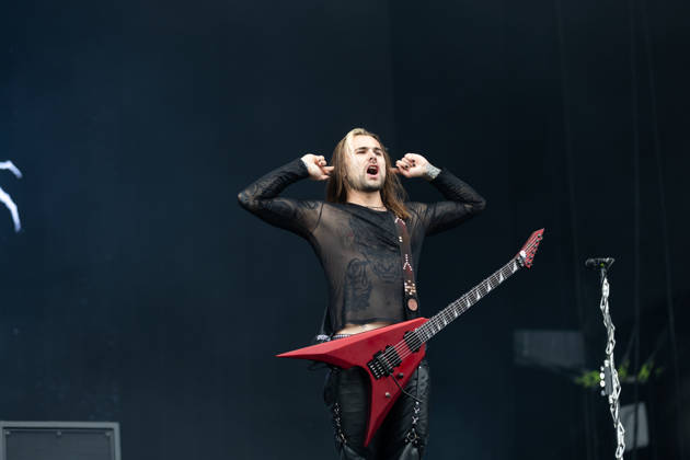 Yannick Lehmann guitar during the performance of the Swiss metal band Paleface Swiss as part of the Rock am Ring 2026 festival at the Nürburgring Nürburg Rock am Ring Rheinland Pfalz Germany