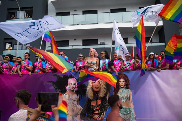 June 6, 2026, Malaga, Spain: Men are seen on a float enjoying as they take part in a demonstration in support of the rights of LGTBIQ+ people, as part of the LGTBIQ+ Pride celebrations. The LGTBIQ+ Pride of Torremolinos is internationally known as a meeting point for LGTBIQ+ people in a colourful and festive atmosphere, where thousands of people celebrate the fight of the LGTBIQ+ movement for equality and respect. Malaga Spain - ZUMAs197 20260606_aaa_s197_414 Copyright: xJesusxMeridax