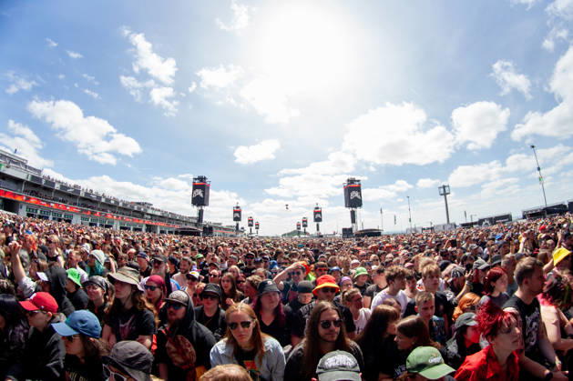 Fans in front of the large Utopia Stage during the performance of the US rap rock band Hollywood Undead as part of the Rock am Ring 2026 festival at the Nürburgring Nürburg Rock am Ring Rheinland Pfalz Germany