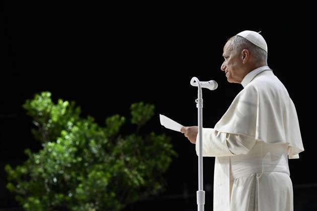 SPAIN - POPE LEO XIV DURING THE MEETING BUILDING NETWORKS WITH THE WORLD OF CULTUREM ART, ECONOMY AND SPORT AT THE MOVISTAR ARENA IN MADRID - 2026 6 7 Spain, Vatican, 2026 6 7 Leo XIV delivers a speech during the meeting Building networks with the world of Culture, Art, Economy and Sports at the Movistar Arena in Madrid EDITORIAL USE ONLY - NO BOOKS Copyright: xVATICANxMEDIA CPPx