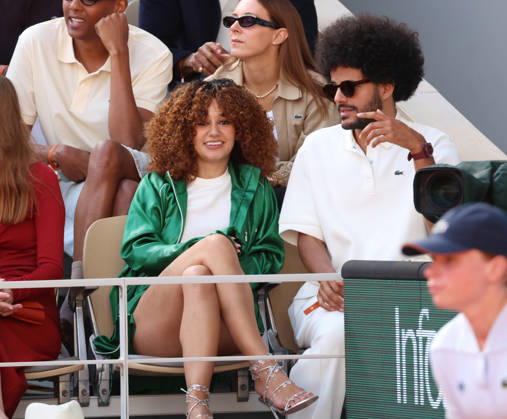 Roland Garros 2026 - Celebs Finale Cobolli vs Zverev Lena Mahfouf (Léna Situations) et Yassine El Alami - Célébrités dans les tribunes de Roland Garros pendant la finale homme de l Open de France de Tennis à Paris, le 7 juin 2026. Celebrities in the stands at Roland Garros stadium during the men s final of the French Open in Paris on June 7, 2026.  Copyright: xFabricexChasseryx
