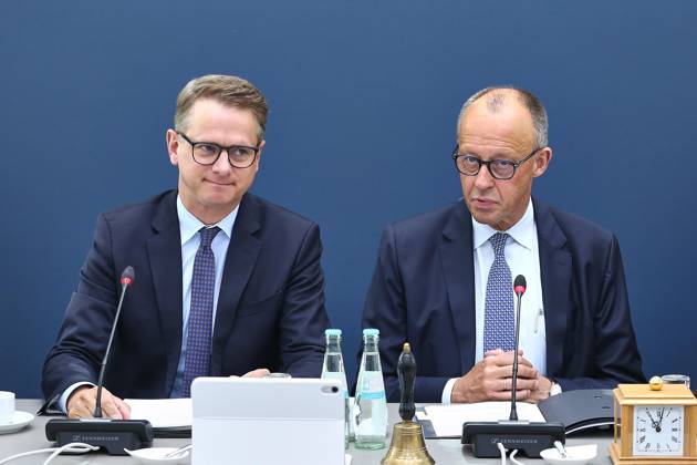 Berlin, Germany, 08 06 2026 Konrad Adenauer Haus CDU Federal Executive Committee Meeting Carsten Linnemann CDU and Federal Chancellor Friedrich Merz CDU Copyright: xdtsxNachrichtenagenturx dts_121936