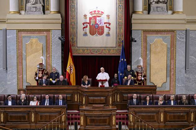 SPAIN - POPE LEO XIV DURING A JOINT SESSION OF THE SPANISH PARLAMENT AT THE CONGRESS OF DEPUTIES IN MADRID - 2026 6 8 Spain, Vatican, 2026 6 8 Pope Leo XIV during a joint session of the Spanish Parliament at the Congress of Deputies in Madrid EDITORIAL USE ONLY - NO BOOKS Copyright: xVATICANxMEDIA CPPx