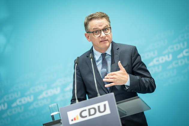 Carsten Linnemann, CDU Secretary General, during the press conference after the Federal Executive Committee meeting CDU Federal Executive Committee and committee meetings on 08 06 2026, Berlin Berlin Germany Konrad Adenauer Haus, Bundespart
