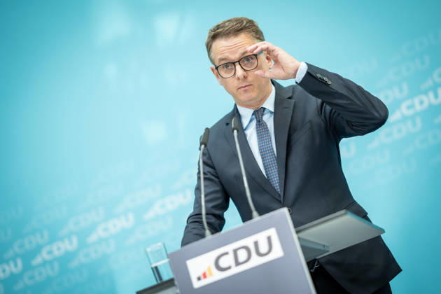 Carsten Linnemann, CDU Secretary General, during the press conference after the Federal Executive Committee meeting CDU Federal Executive Committee and committee meetings on 08 06 2026, Berlin Berlin Germany Konrad Adenauer Haus, Bundespart