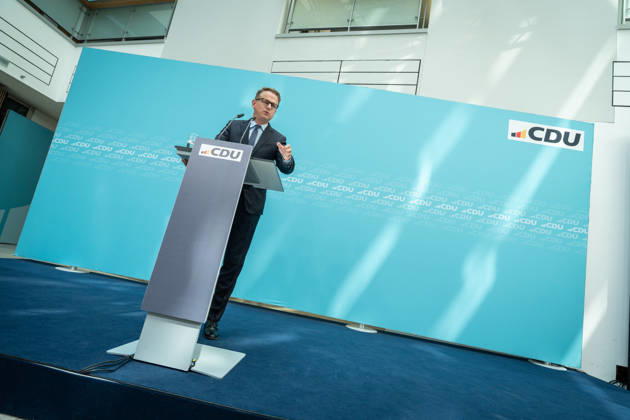 Carsten Linnemann, CDU Secretary General, during the press conference after the Federal Executive Committee meeting CDU Federal Executive Committee and committee meetings on 08 06 2026, Berlin Berlin Germany Konrad Adenauer Haus, Bundespart