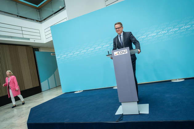 Carsten Linnemann, CDU Secretary General, during the press conference after the Federal Executive Committee meeting CDU Federal Executive Committee and committee meetings on 08 06 2026, Berlin Berlin Germany Konrad Adenauer Haus, Bundespart