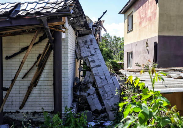 A house is damaged by a Russian drone attack, Oleksandrivka village, Odesa region, Ukraine, June 8, 2026.(Photo by Nina Liashonok Ukrinform) Russian troops attack Odesa and region with drones  Copyright: xNinaxLiashonokx