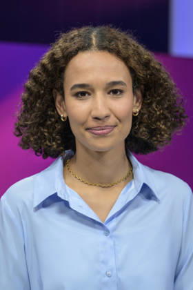 v l Alisha Mendgen Focus , GER, Berlin, Studio, guest on Maischberger, political talk show, TV, format, with presenter Sandra Maischberger, Das Erste, from Adlershof Am Studio 20, 08 06 2026, Copyright: HMBxMedia UwexKoch