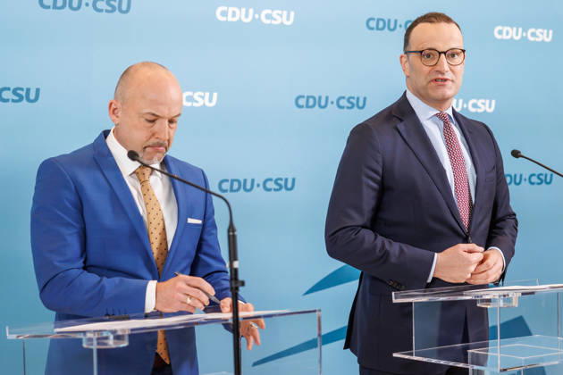 Statement before the CDU CSU parliamentary group meeting CDU CSU parliamentary group leader Jens Spahn speaks during a statement before the parliamentary group meetings on 09 06 2026 in Berlin Berlin Berlin Germany Reichstag