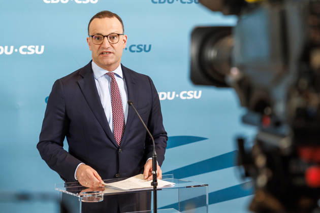Statement before the CDU CSU parliamentary group meeting CDU CSU parliamentary group leader Jens Spahn speaks during a statement before the parliamentary group meetings on 09 06 2026 in Berlin Berlin Berlin Germany Reichstag