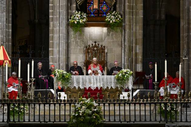 IPA85515140 - Spain, Vatican, 2026 6 9 Pope Leo XIV holds a midday prayer in the Cathedral of the Holy Cross and Saint Eulalia in Barcelona Photograph by VATICAN MEDIA Catholic Press Photo  Copyright: xVATICANxMEDIA CPPx xVATICANxMEDIA CPPx 85515140
