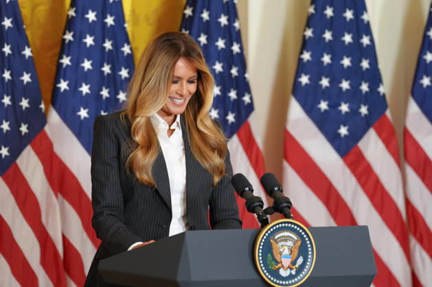 First Lady Melania Trump speaks during an awards ceremony honoring fifteen students from various schools and colleges across the country for their talent in using artificial intelligence (AI) in Washington, United States, 09 June 2026. Melania Trump awards several children for their talent in using artificial intelligence !ACHTUNG: NUR REDAKTIONELLE NUTZUNG! Copyright: xOctavioxGuzmánx AME004 20260609-55020545506_1