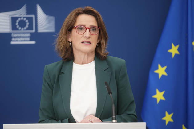 European Commission Imposes Interim Measures on Meta - Brussels Teresa Ribera Rodriguez, European Commissioner for the Green Deal, speaks to the media at the Berlaymont, headquarters of the European Commission in Brussels, Belgium on June 9, 2026, as the EU orders Meta to restore free access to WhatsApp for competing AI assistants, overturning a policy that blocked competition and favored its own service, Meta AI, while a full antitrust investigation into Meta s dominant position continues. Photo by Monasse T ANDBZ ABACAPRESS.COM Brussels Brussels-Capital Belgium  Copyright: xMonassexThierry ANDBZ ABACAx