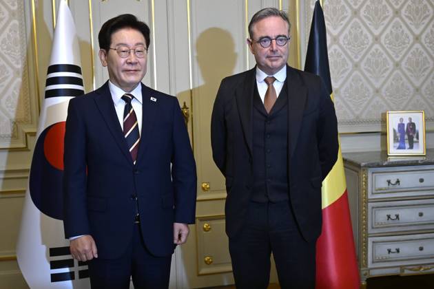 PM Bart De Wever meets South Korean President Lee Jae Myung BRUSSELS, BELGIUM - JUNE 10 : PM Bart De Wever meets South Korean President Lee Jae Myung on June 10, 2026 in Brussels, Belgium, 10 06 2026 Brussels Belgium  Copyright: xDidierxLebrunx