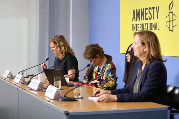 Berlin, Germany, 10 06 2026 Federal Press Conference Press Conference Amnesty International Ethnic cleansing in the West Bank L R Julia Jorch, Agnès Callamard, Budour Hassan, Julia Duchrow Copyright: xdtsxNachrichtenagenturx dts_122280