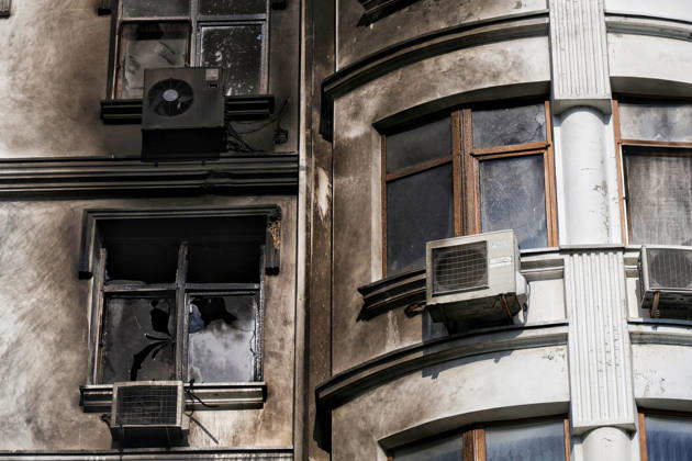 RECORD DATE NOT STATED Russian Drone Strike Damages Housing - Odesa A multi-storey residential building damaged in a Russian drone attack on Odesa, Ukraine, on June 10, 2026. The Russian army attacked the city with strike drones. Residential buildings were damaged in the attack. Three people were injured, including two children Photo by Nina Liashonok Ukrinform ABACAPRESS.COM Odesa Ukraine  Copyright: xLyashonokxNina Ukrinform ABACAx