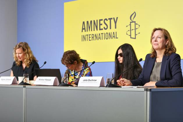 Berlin, Germany, 10 06 2026 Federal Press Conference Press Conference Amnesty International Ethnic cleansing in the West Bank L R Julia Jorch, Agnès Callamard, Budour Hassan, Julia Duchrow Copyright: xdtsxNachrichtenagenturx dts_122277