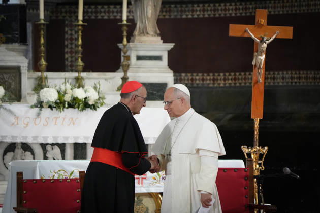 Pope Leo XIV meets with diocesan charity and assistance organizations in the Raval Pope Leo XIV together with the Archbishop of Barcelona, Juan José Omella i , holds an ecclesial meeting with diocesan charity and assistance organizations in the Church of St. Augustine, located in the neighborhood of El Raval, on June 10, 2026, in Barcelona, Catalunya Espana This social event serves as a platform to deliver a speech in support of vulnerable groups and to support the humanitarian work carried out by organizations such as Caritas and various grassroots religious communities with people at risk of exclusion The meeting brings together representatives of some 90 institutions 10 JUNE 2026 POOL POPE LEÓN XIV BARCELONA EL RAVAL CARIDAD SAN AGUSTÍN  Copyright: xDavidxZorrakino EuropaxPress Poox 7586794