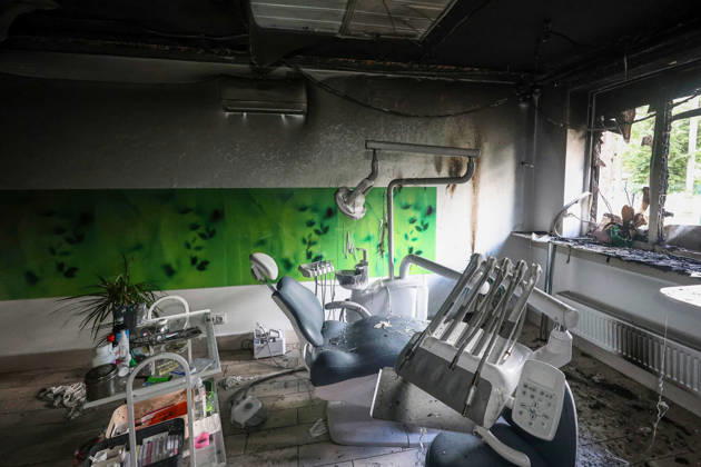 Russians damage dental office in Kharkiv A dental office, situated in an apartment block, is damaged by a Russian drone attack on a district of Kharkiv, Ukraine, June 10, 2026. Russian forces struck the northeastern city with drones, injuring at least eight people. One of the drones hit an apartment block, housing a dental office., Credit:Viacheslav Madiievskyi Ukrinform Avalon Ukraine, Kharkiv  Copyright: xViacheslavxMadiievskyix xUkrinformx xAvalonx 1109309022