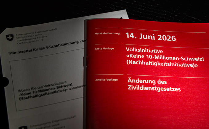 Federal referendum on June 14, 2026 Voting documents in Switzer Rafz, Switzerland, 4th Jun 2026 Voting materials for the Swiss referendum of June 14, 2026, including ballot papers and voting booklet for the initiative No 10 million Switzerland sustainability initiative, as well as for the amendment of the Civil Service Act Copyright: xAndreasxHaasx