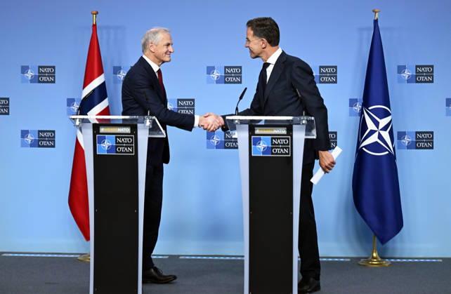 NATO Secretary General Rutte - Norwegian Prime Minister Store press conference in Brussels BRUSSELS, BELGIUM - JUNE 11: NATO Secretary General Mark Rutte (R) and Norwegian Prime Minister Jonas Gahr Store (L) hold a press conference at NATO Headquarters in Brussels, Belgium, on June 11, 2026. Dursun Aydemir Anadolu Brussels Belgium. Editorial use only. Please get in touch for any other usage.  Copyright: x2026xAnadoluxDursunxAydemirx