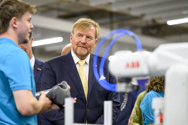 King Willem Alexander During State Visit - Sittard King Willem Alexander of the Netherlands visits VISTA college in Sittard, the Netherlands on June 11, 2026, alongside German Federal President Frank-Walter Steinmeier, his wife Elke Büdenbender, and Dutch Minister of the Interior and Kingdom Relations Pieter Heerma, engaging in discussions with students, teachers, and staff regarding cross-border cooperation between the Netherlands and Germany. Photo by Patrick van Emst NL Beeld Bruno Press ABACAPRESS.COM Netherlands  Copyright: xBrunoxPress ABACAx