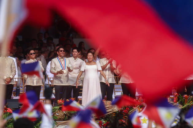Philippines holds military parade to mark 128th Independence Day MANILA, PHILIPPINES - JUNE 12: Philippine President Ferdinand Bongbong Romualdez Marcos (C) and First Lady Liza Araneta Marcos (L) react, during a ceremony marking the 128th anniversary of Independence Day, in Manila, Philippines, on June 12, 2026. The military parade, which is consisted of the Air Force, Army and Navy and other forces, features different weapons and military assets, including the Israel-made The SPYDER Surface-to-air Missile Systems and Sabrah light tanks. It comes at a time of heightened tensions between Beijing and Manila in the South China Sea. Daniel Ceng Anadolu Manila Philippines. Editorial use only. Please get in touch for any other usage. Copyright: x2026xAnadoluxDanielxCengx