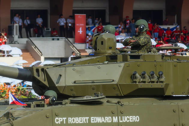 Philippines holds military parade to mark 128th Independence Day MANILA, PHILIPPINES - JUNE 12: Military personnel manoeuvre Sabrah light tanks during a military parade marking the 128th anniversary of Independence Day, in Manila, Philippines, on June 12, 2026. The military parade, which is consisted of the Air Force, Army and Navy and other forces, features different weapons and military assets, including the Israel-made The SPYDER Surface-to-air Missile Systems and Sabrah light tanks. It comes at a time of heightened tensions between Beijing and Manila in the South China Sea. Daniel Ceng Anadolu Manila Philippines. Editorial use only. Please get in touch for any other usage.  Copyright: x2026xAnadoluxDanielxCengx
