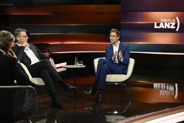 Talk round on Markus Lanz , ZDF 06 26 her Markus Lanz, Markus Blume and Veit Medick v li on June 10, 2026 in Markus Lanz , ZDF TV television talk show talk show Germany German German man men German CSU politicia