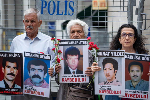 June 13, 2026, Istanbul, Istanbul, Turkey: Relatives of the disappeared and human rights defenders gathered at Galatasaray Square in Istanbul during the 1107th weekly vigil of the Saturday Mothers People. In a statement, participants demanded truth and justice for Veysel Guney, who was executed on June 10, 1981, following a controversial military court trial after the 1980 coup in Turkey. The group highlighted that Guney s burial place has remained unknown for 45 years and called on authorities to disclose the location of his remains. Speakers emphasized that revealing the graves of those forcibly disappeared or whose bodies were concealed by state authorities is essential for memory, justice, and human dignity. The weekly gathering continu - ZUMAt171 20260613_zip_t171_014 Copyright: xAbdullahxTepelix
