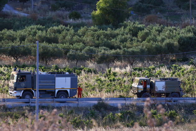 Firefighters response to wildfires in two regions in southern Italy SICILY, ITALY - JUNE 13: Extinguishing work is conducted after a large fire has broken out in Montagna Grande, a town in Salemi, near Trapani in Sicily, Italy on June 13, 2026. Alberto Lo Bianco Anadolu Sicily Italy. Editorial use only. Please get in touch for any other usage.  Copyright: x2026xAnadoluxAlbertoxLoxBiancox
