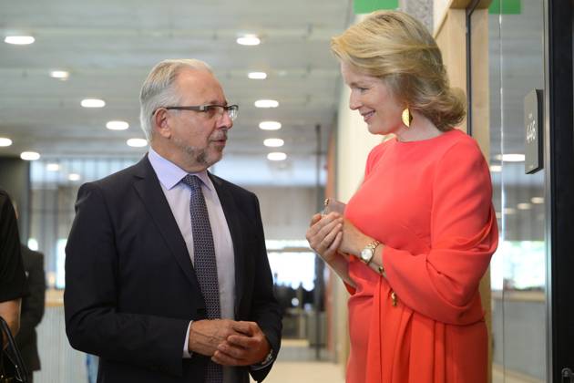 King Philippe And Queen Mathilde Visit Media Square EVERE, BELGIUM - JUNE 18: Queen Mathilde of Belgium pictured with Jean-Paul Philippot, CEO RTBF visiting Media Square, the RTBF s new headquarters in Brussels.on June 18, 2026 in Evere, Belgium, 18 06 2026 Evere Belgium  Copyright: xPhilipxReynaersx