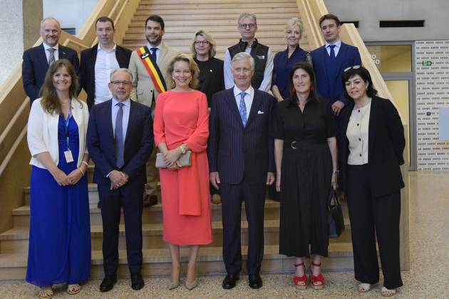 King Philippe And Queen Mathilde Visit Media Square EVERE, BELGIUM - JUNE 18: King Philippe of Belgium and Queen Mathilde of Belgium pictured with Jean-Paul Philippot, CEO RTBF, Thomas Gadisseux, Director of News and Sports RTBF, Nathalie Maleux (RTBF), Joelle Milquet, Jacqueline Galant (MR), Walloon Minister for the Civil Service, Administrative Simplification and Sports Infrastructure visiting Media Square, the RTBF s new headquarters in Brussels.on June 18, 2026 in Evere, Belgium, 18 06 2026 Evere Belgium Copyright: xPhilipxReynaersx