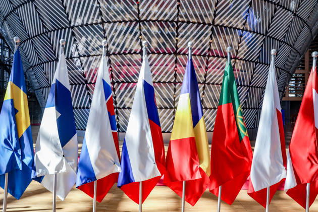 June 18, 2026, Brussels, Belgium, European Union: Flags are seen inside the Europa building at the European Council in Brussels ahead of the European Council Summit. Brussels European Union  - ZUMAo116 20260618_znp_o116_006 Copyright: xBiancaxOterox