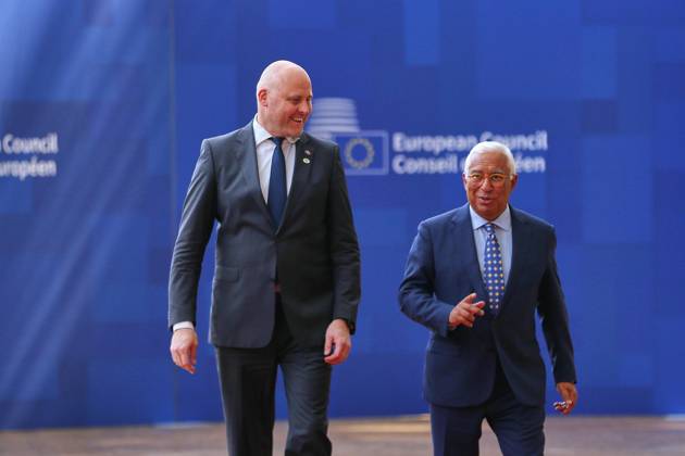 Brussels, Belgium, June 18, 2026; Europe House; EU Summit; Latvia; Prime Minister Andris Kulbergs; and EU Council President Antonio Costa,detected_source_language Copyright: xdtsxNachrichtenagenturx dts_123778